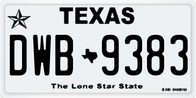TX license plate DWB9383