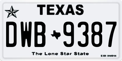 TX license plate DWB9387