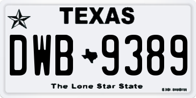 TX license plate DWB9389