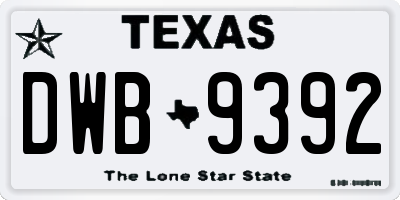 TX license plate DWB9392