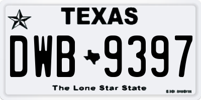 TX license plate DWB9397