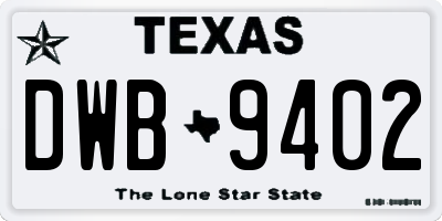 TX license plate DWB9402