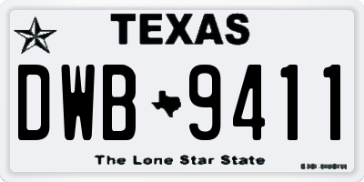 TX license plate DWB9411