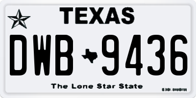 TX license plate DWB9436