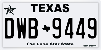 TX license plate DWB9449
