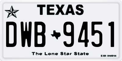 TX license plate DWB9451
