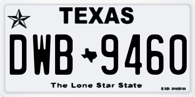TX license plate DWB9460