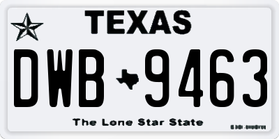 TX license plate DWB9463