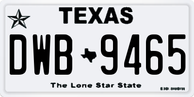 TX license plate DWB9465