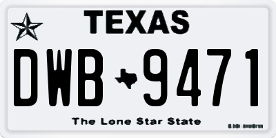 TX license plate DWB9471