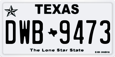 TX license plate DWB9473