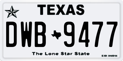 TX license plate DWB9477