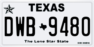 TX license plate DWB9480