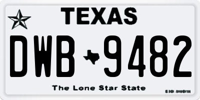 TX license plate DWB9482