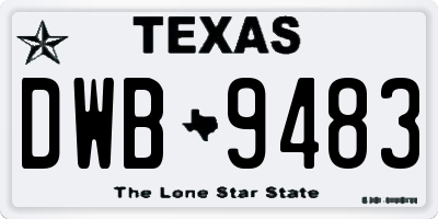 TX license plate DWB9483