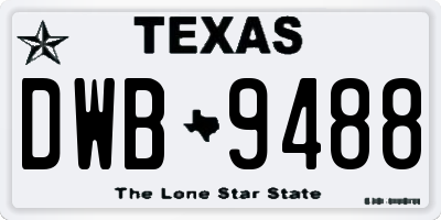 TX license plate DWB9488