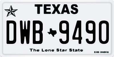 TX license plate DWB9490