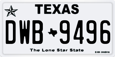 TX license plate DWB9496