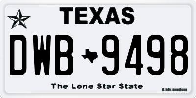 TX license plate DWB9498