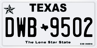 TX license plate DWB9502