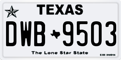TX license plate DWB9503