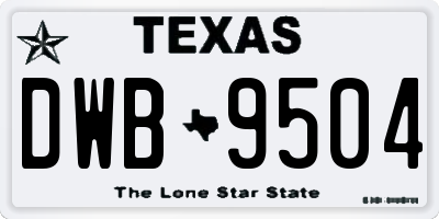 TX license plate DWB9504