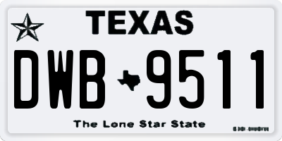 TX license plate DWB9511