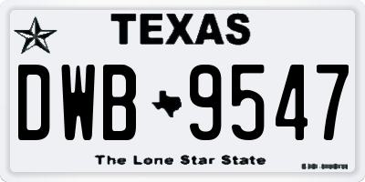 TX license plate DWB9547