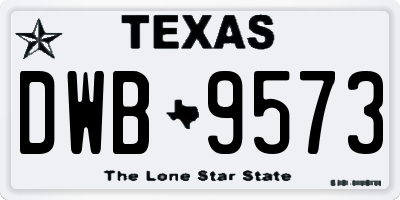 TX license plate DWB9573