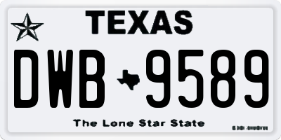 TX license plate DWB9589