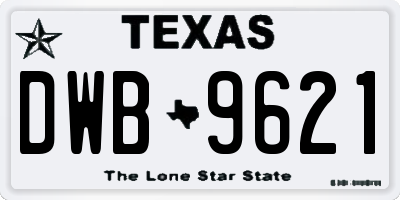 TX license plate DWB9621