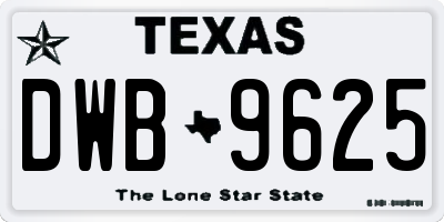 TX license plate DWB9625