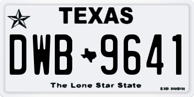 TX license plate DWB9641
