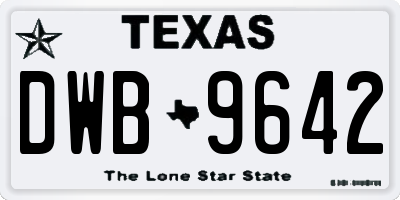 TX license plate DWB9642