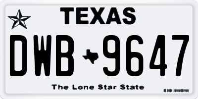 TX license plate DWB9647