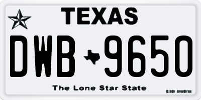 TX license plate DWB9650