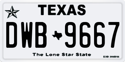 TX license plate DWB9667