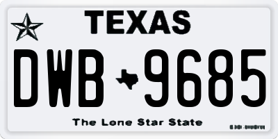 TX license plate DWB9685