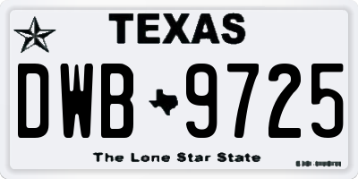 TX license plate DWB9725