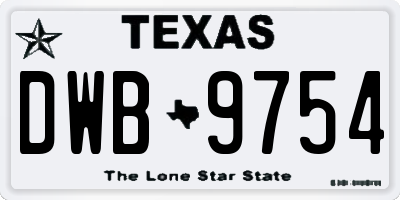 TX license plate DWB9754