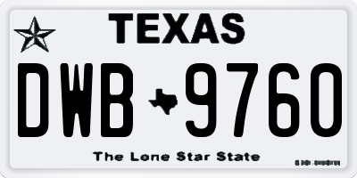 TX license plate DWB9760