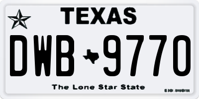 TX license plate DWB9770
