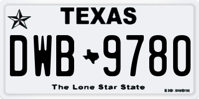 TX license plate DWB9780