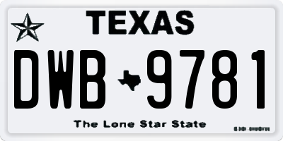 TX license plate DWB9781