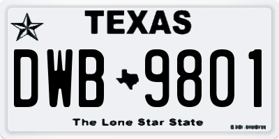TX license plate DWB9801