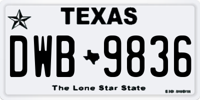 TX license plate DWB9836