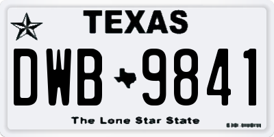TX license plate DWB9841