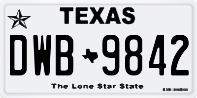 TX license plate DWB9842