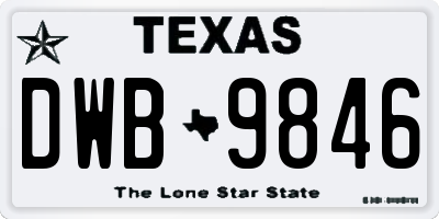 TX license plate DWB9846