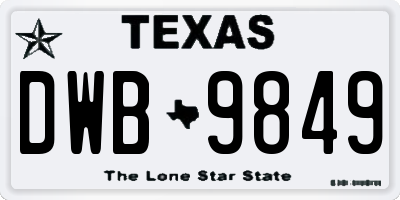 TX license plate DWB9849